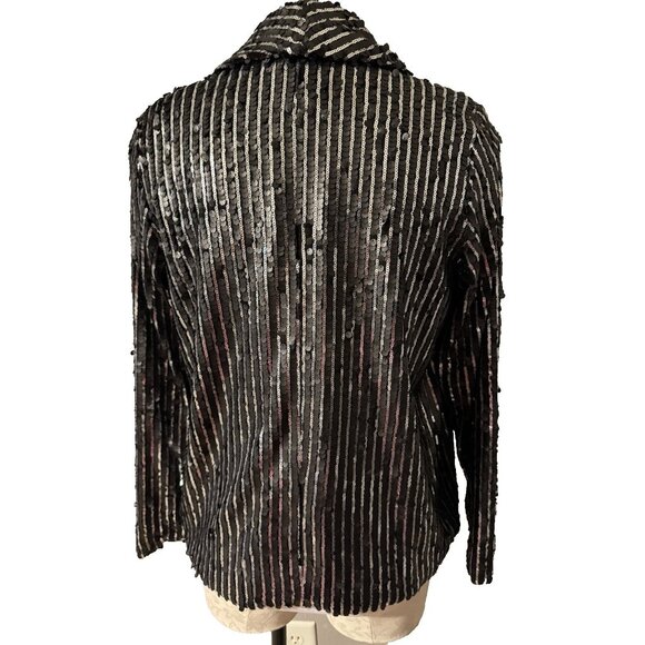 Lulus Sequin Jacket S Small Black Silver Wedding Formal Party Cruise Holiday NEW - Picture 12 of 16